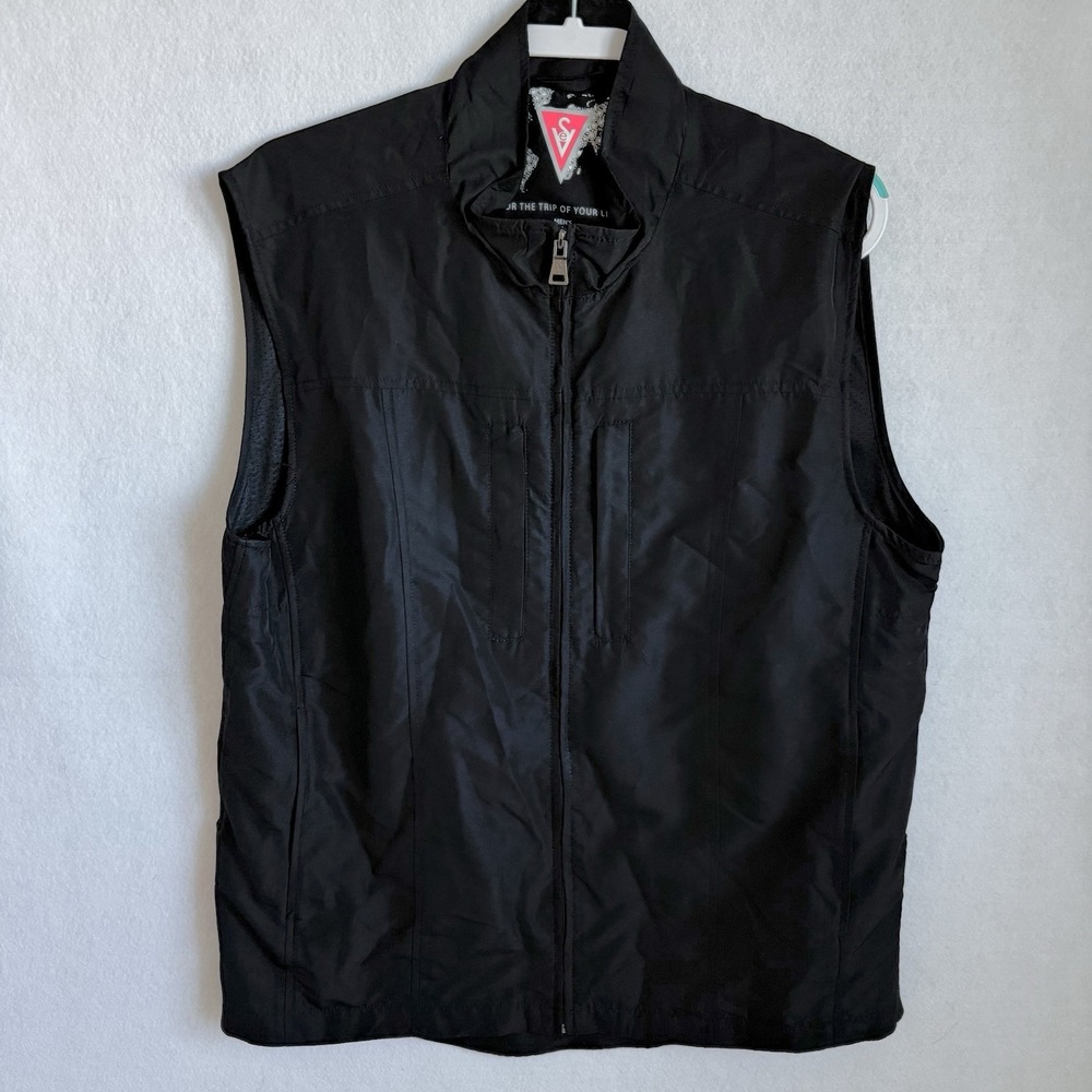 SCOTTeVEST Mens Travel Vest Large Black Full Zip Pockets